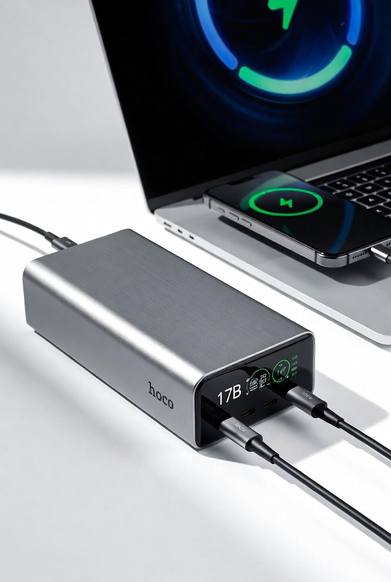 Hoco Power Bank (17B) – Ultra-Fast 100W Beast That Keeps You Powered Non-Stop!