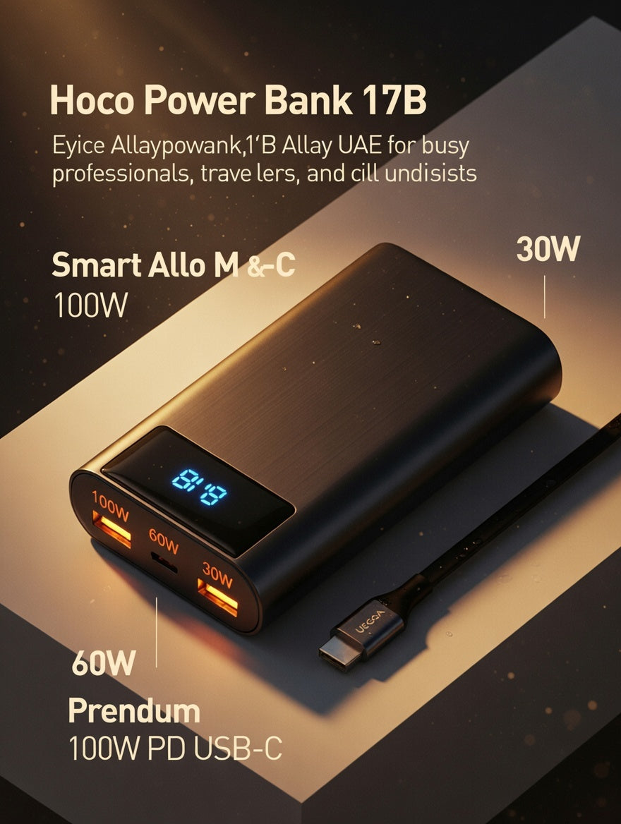 Hoco Power Bank (17B) – Ultra-Fast 100W Beast That Keeps You Powered Non-Stop!