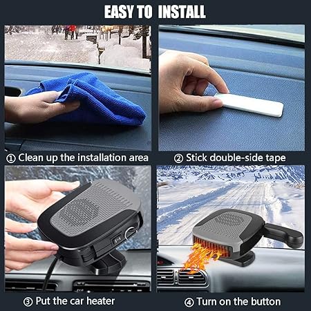 Portable Car Heater Car Fan 12V 150W Heating and Cooling Mode Windshield Defrost Defogger