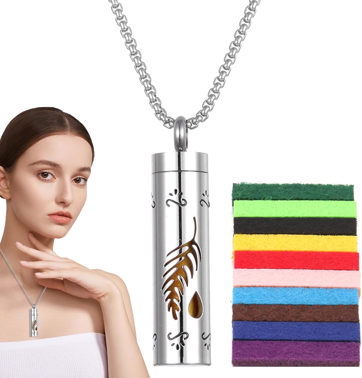 Fragrance Necklace,Oil Diffuser Necklace, Stainless Steel Perfume Necklace,