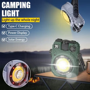 Multifunctional Rechargeable LED Work Light with Solar Panel & Magnet