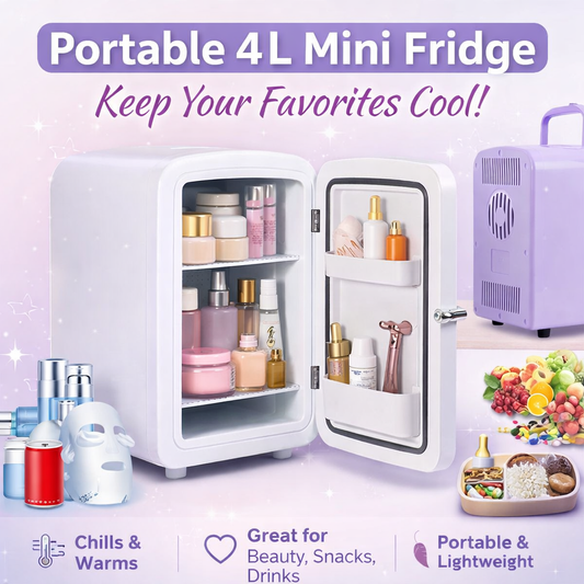 Portable 4L Mini Fridge Ⓢ Beauty Mini Fridge,4 L Portable Makeup Skincare Fridge, Cooler and Warmer Refrigerator, Quiet & Energy-saving