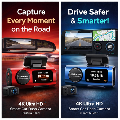 4K Ultra HD Smart Car Dash Camera (Front & Rear) © 30 Days Replacement Warranty