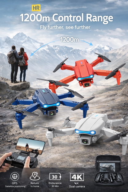 E99 Foldable HD Camera Drone – WiFi FPV, 360° Flip, Altitude Hold, LED Lights 🚁