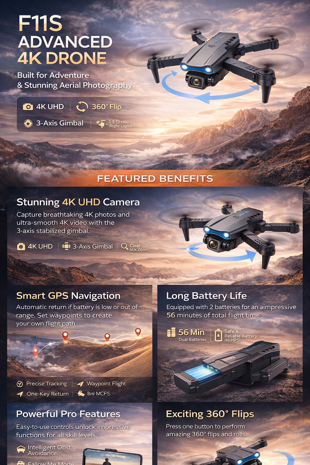 E99 Foldable HD Camera Drone – WiFi FPV, 360° Flip, Altitude Hold, LED Lights 🚁
