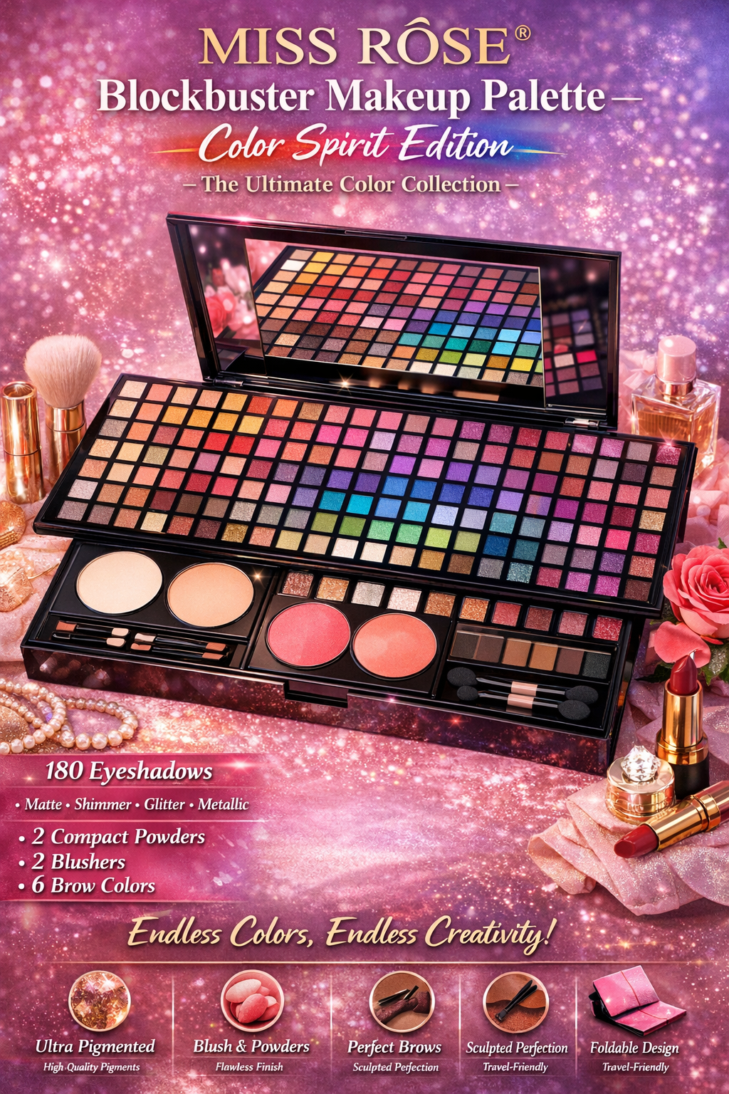 MISS ROSE® Blockbuster Makeup Palette – Color Spirit Edition (The Ultimate Color Collection)