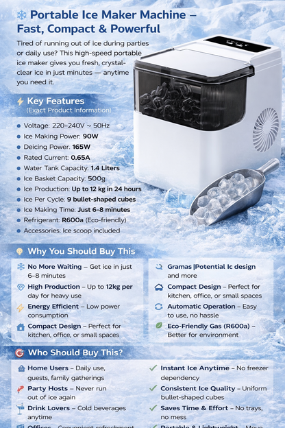 Portable Ice Maker Machine – Fast, Compact & Powerful