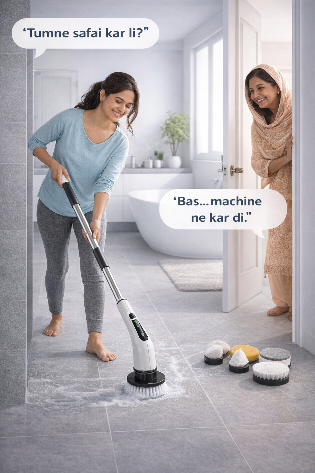 Electric Spin Scrubber With 7 Replaceable Brush Head