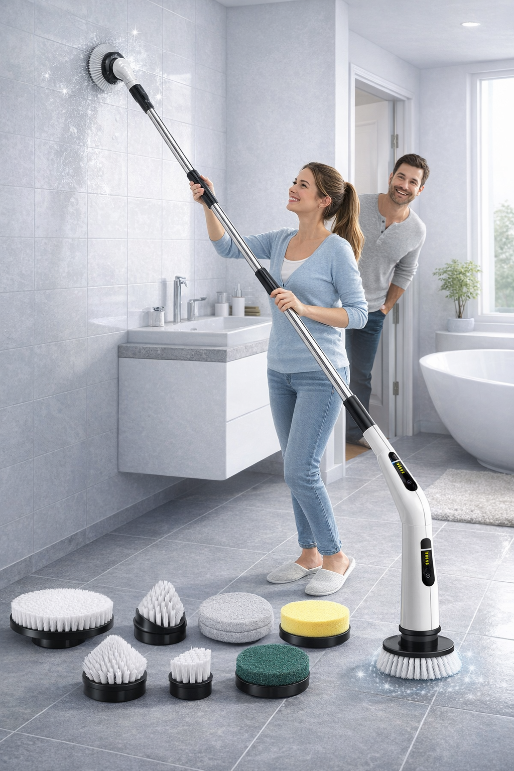 Electric Spin Scrubber With 7 Replaceable Brush Head