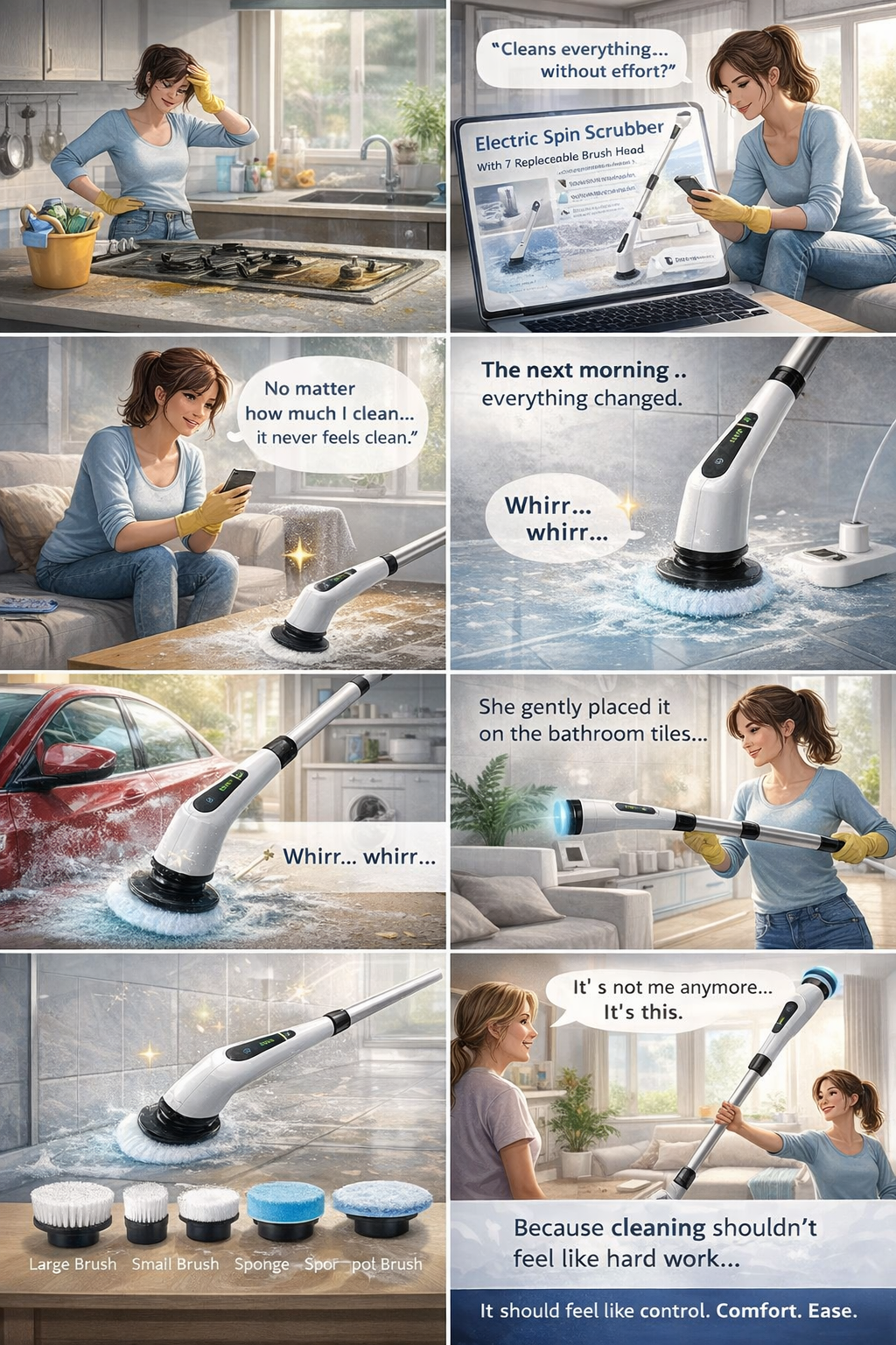 Electric Spin Scrubber With 7 Replaceable Brush Head