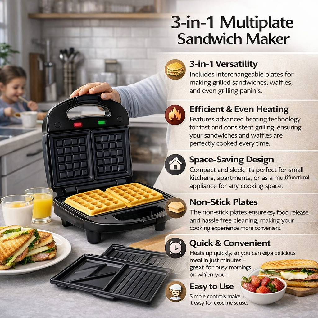 3-in-1 Multiplate Sandwich Maker ©