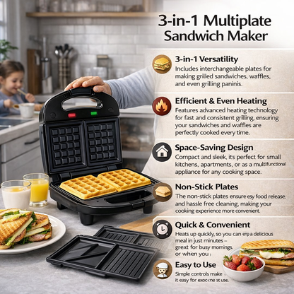 3-in-1 Multiplate Sandwich Maker ©