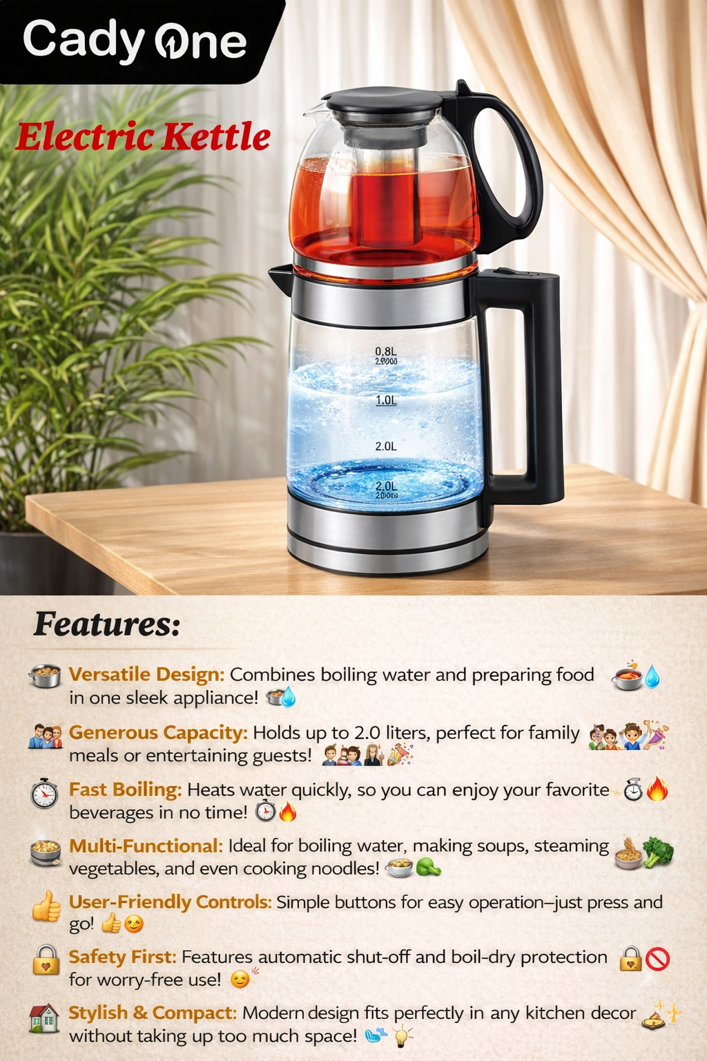2-in-1 Multi-functional Electric Kettle