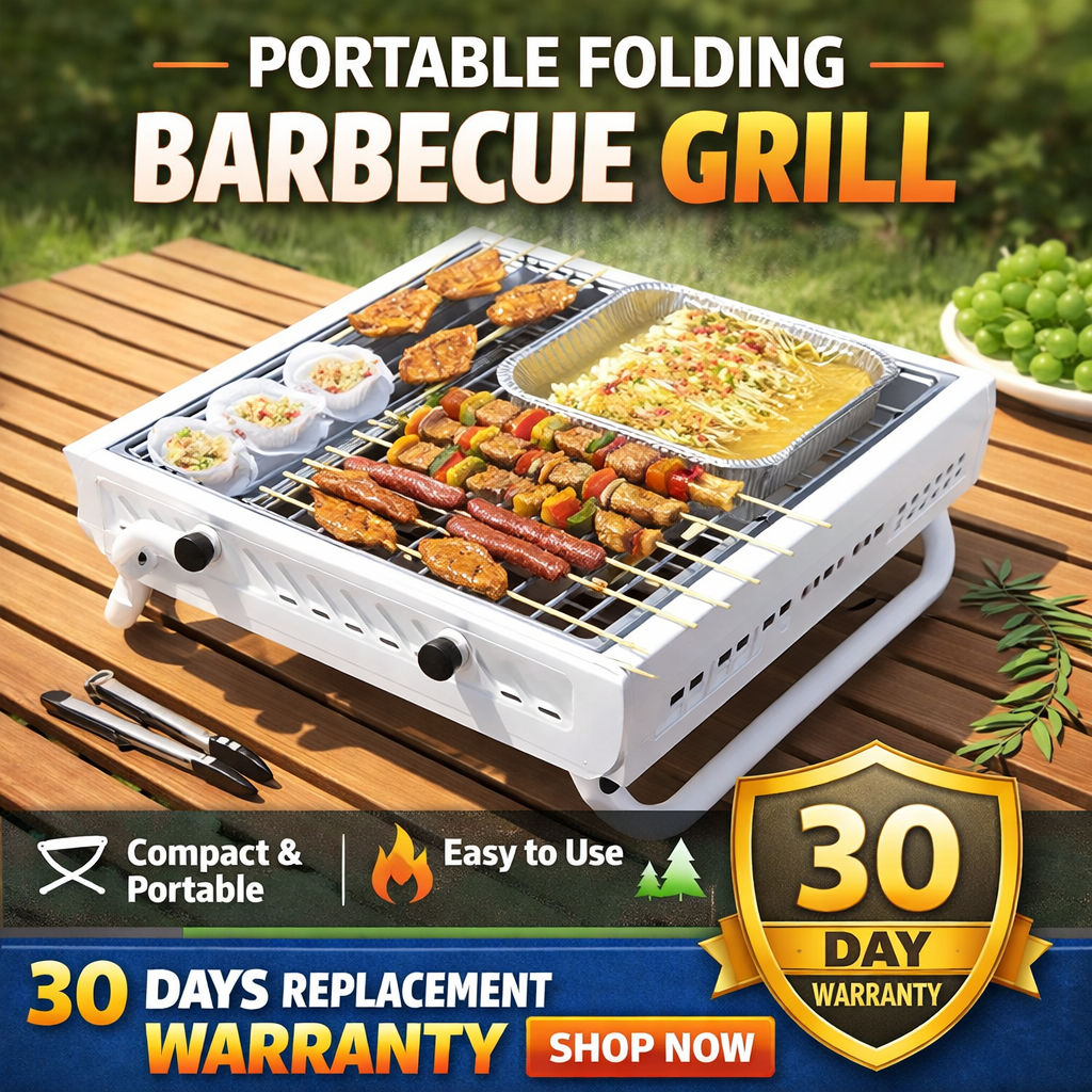 Portable Folding Barbecue Grill 30 Days Replacement Warranty