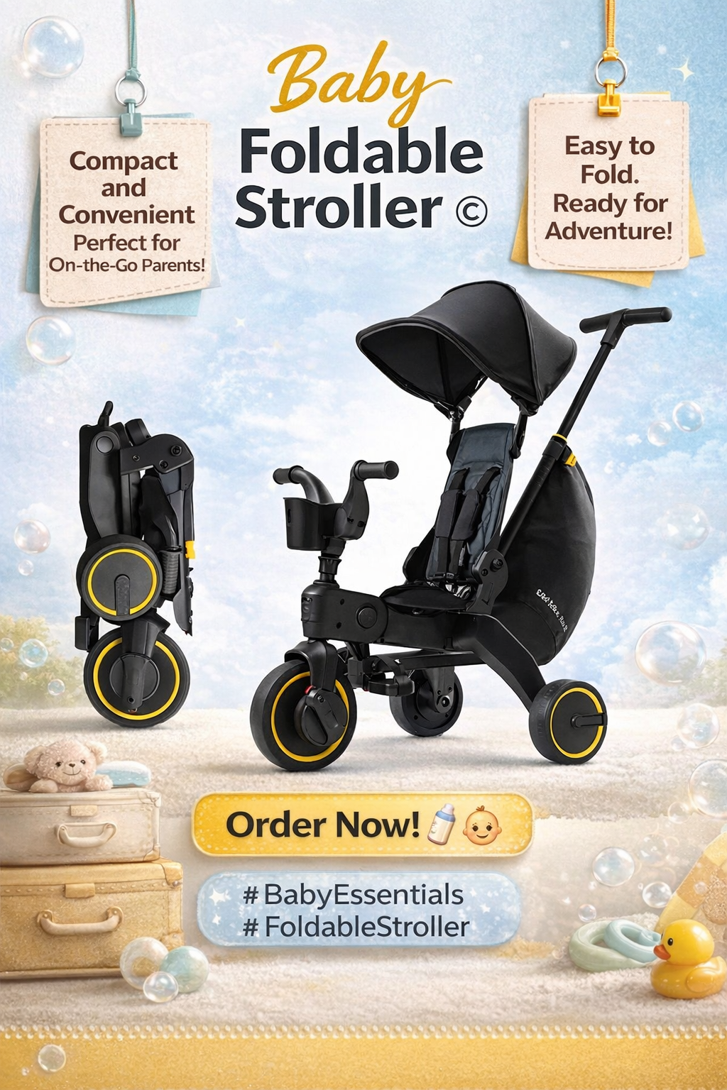 Baby Foldable Stroller © 30 Days Replacement Warranty