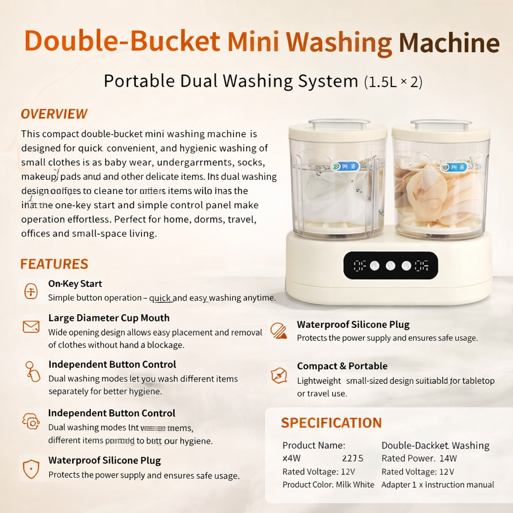 Double-Bucket Mini Washing Machine Ⓢ