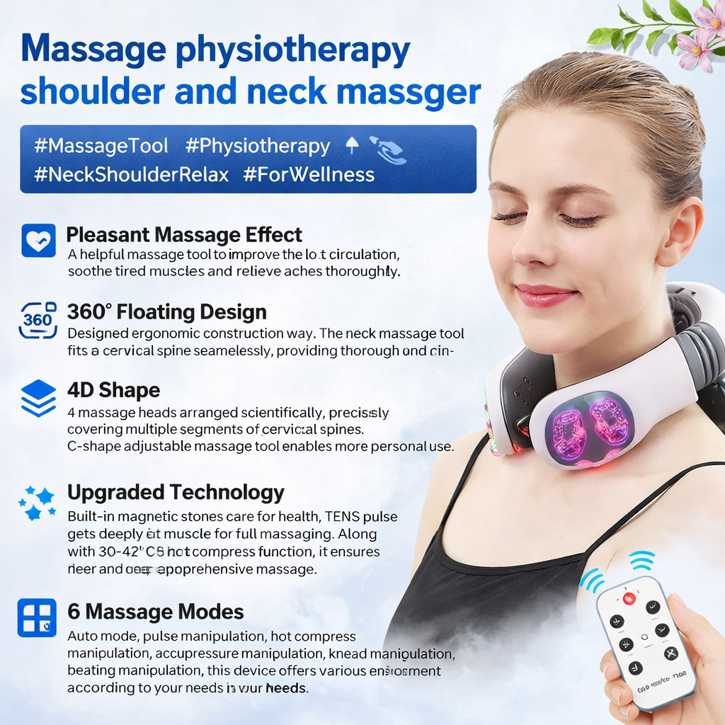 Massage physiotherapy shoulder and neck massager
