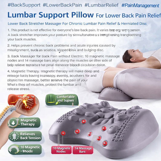 Lumbar Support Pillow For Lower Back Pain Relief Lower Back Stretcher Massager For Chronic Lumbar Pain Relief & Herniated Disc