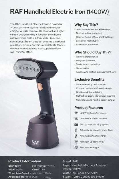 RAF Handheld Electric Iron (1400W)