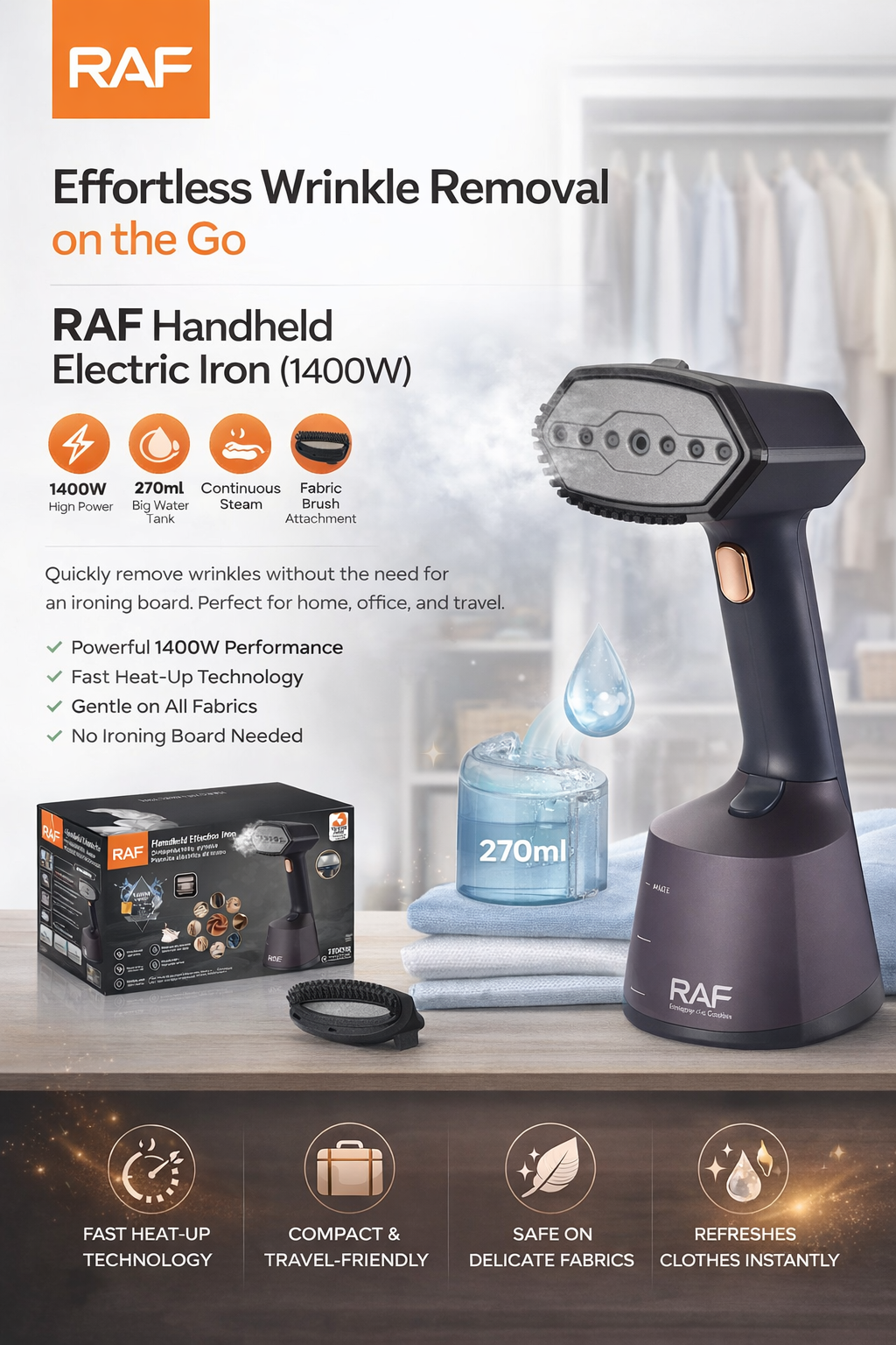 RAF Handheld Electric Iron (1400W)