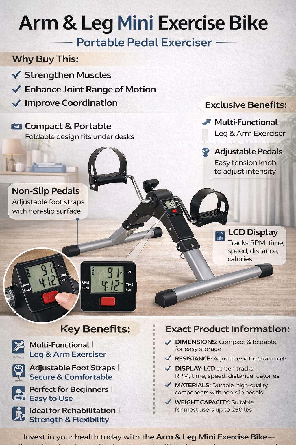 Arm and Leg Pedal Exerciser
