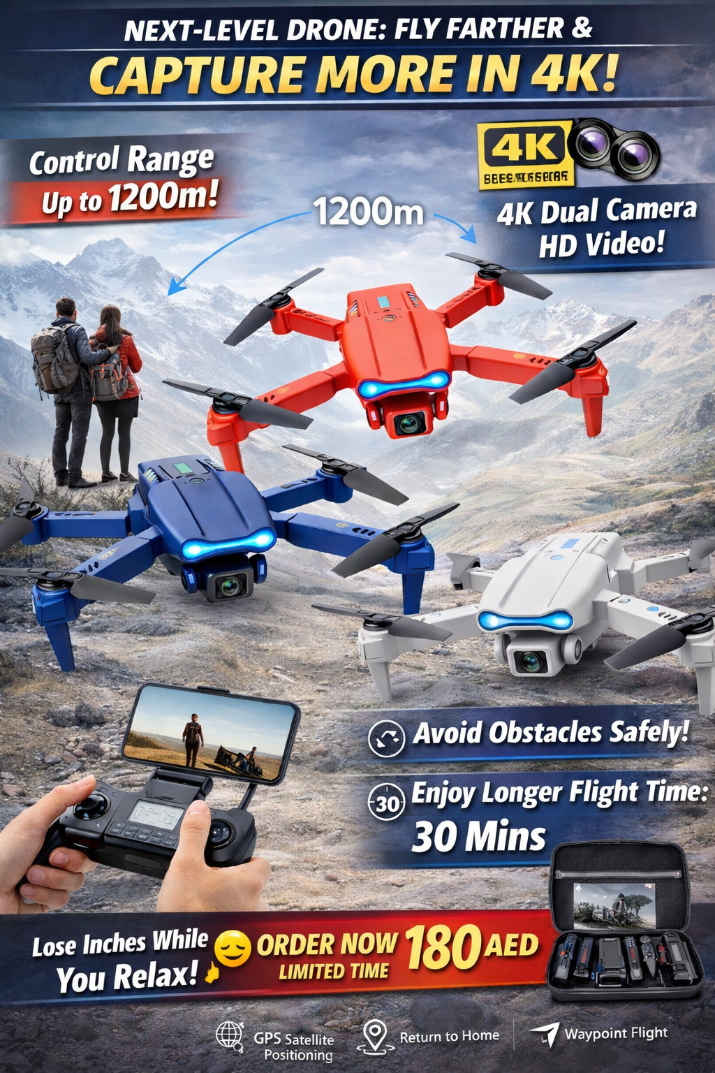 E99 Foldable HD Camera Drone – WiFi FPV, 360° Flip, Altitude Hold, LED Lights 🚁