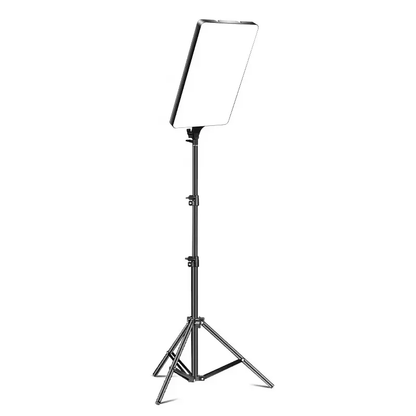 Slim LED Panel Fill Light with Tripod Stand, Phone Holder & Adjustable Brightness