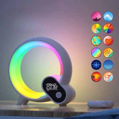 Creative Q Light Analog Sunrise Digital Display Alarm Clock Bluetooth Audio Intelligent Wake-up Q Colorful Atmosphere Light