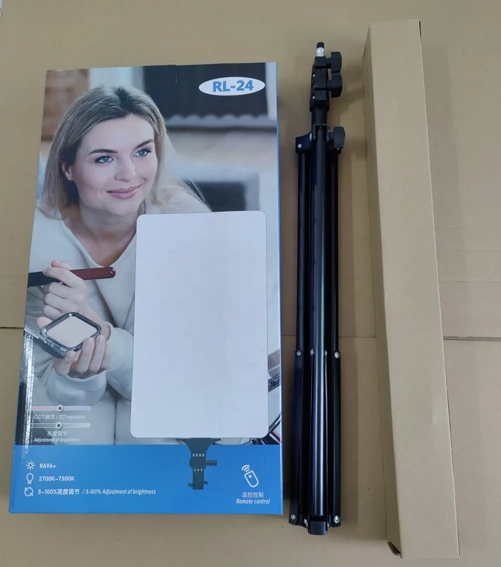 Slim LED Panel Fill Light with Tripod Stand, Phone Holder & Adjustable Brightness