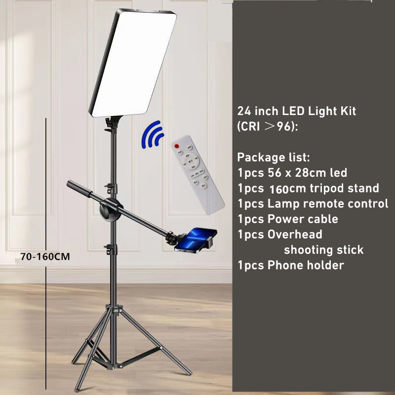 Slim LED Panel Fill Light with Tripod Stand, Phone Holder & Adjustable Brightness