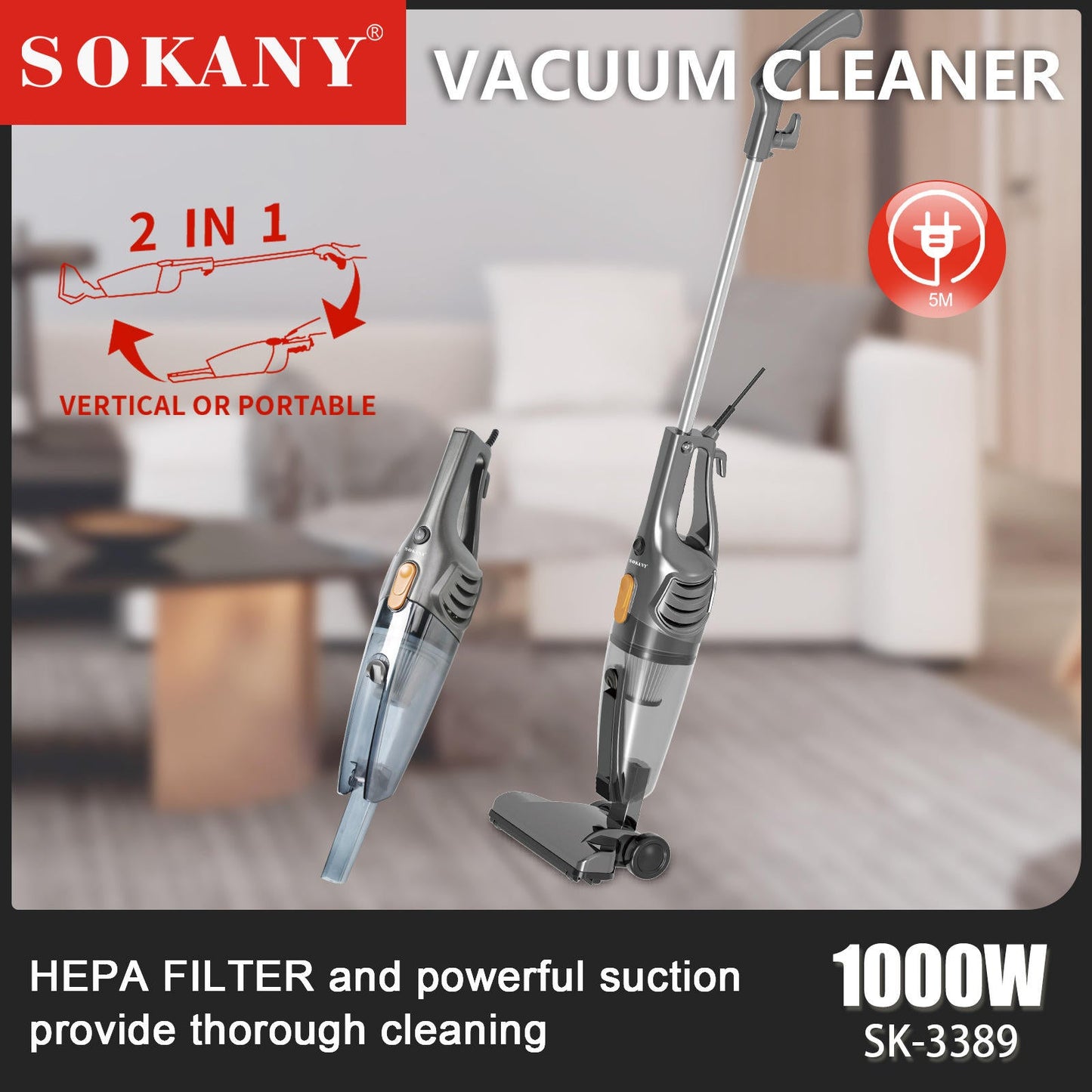 Handheld Vacuum Cleaner V1 – 650W High Power | 14KPa Strong Suction | 2-in-1 Multi-Surface Cleaning