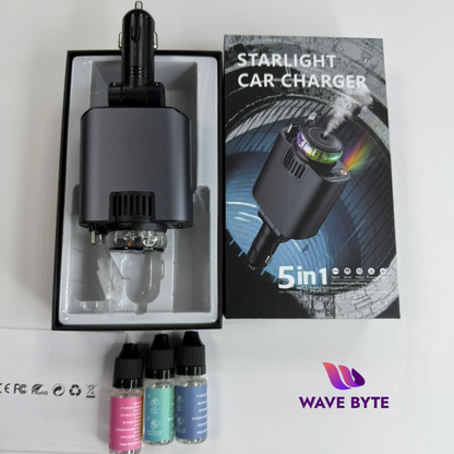 5-in-1 PD45W Car Charger with Starlight Air Freshener
