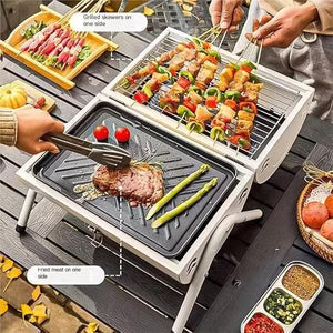 Portable Iron BBQ Grill With Hob © Ⓢ